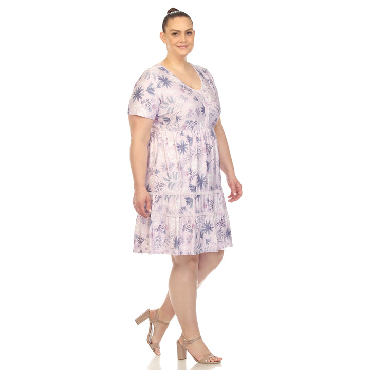 Plus Size Floral Short Sleeve Knee Length Dress