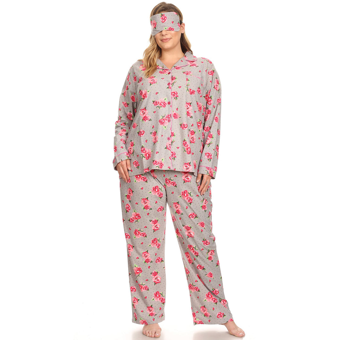 Women's Plus Size Three-Piece Pajama Set