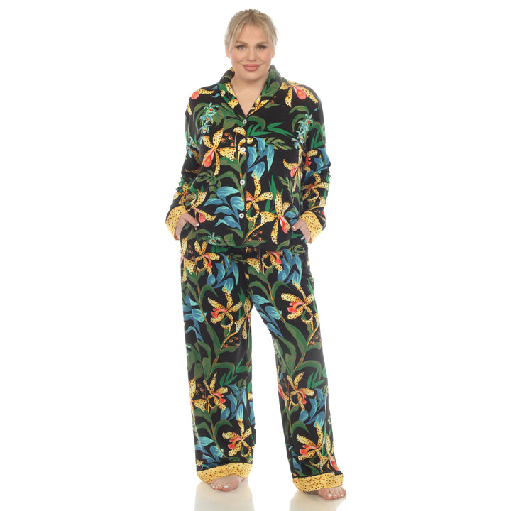 Women's Plus Size Two Piece Wildflower Print Pajama Set