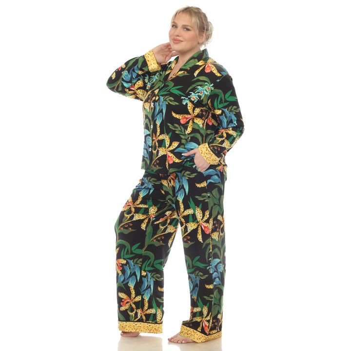 Women's Plus Size Two Piece Wildflower Print Pajama Set