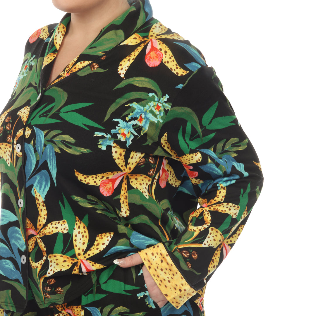 Women's Plus Size Two Piece Wildflower Print Pajama Set