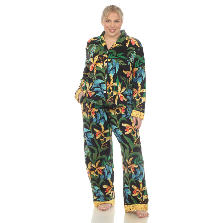 Women's Plus Size Two Piece Wildflower Print Pajama Set
