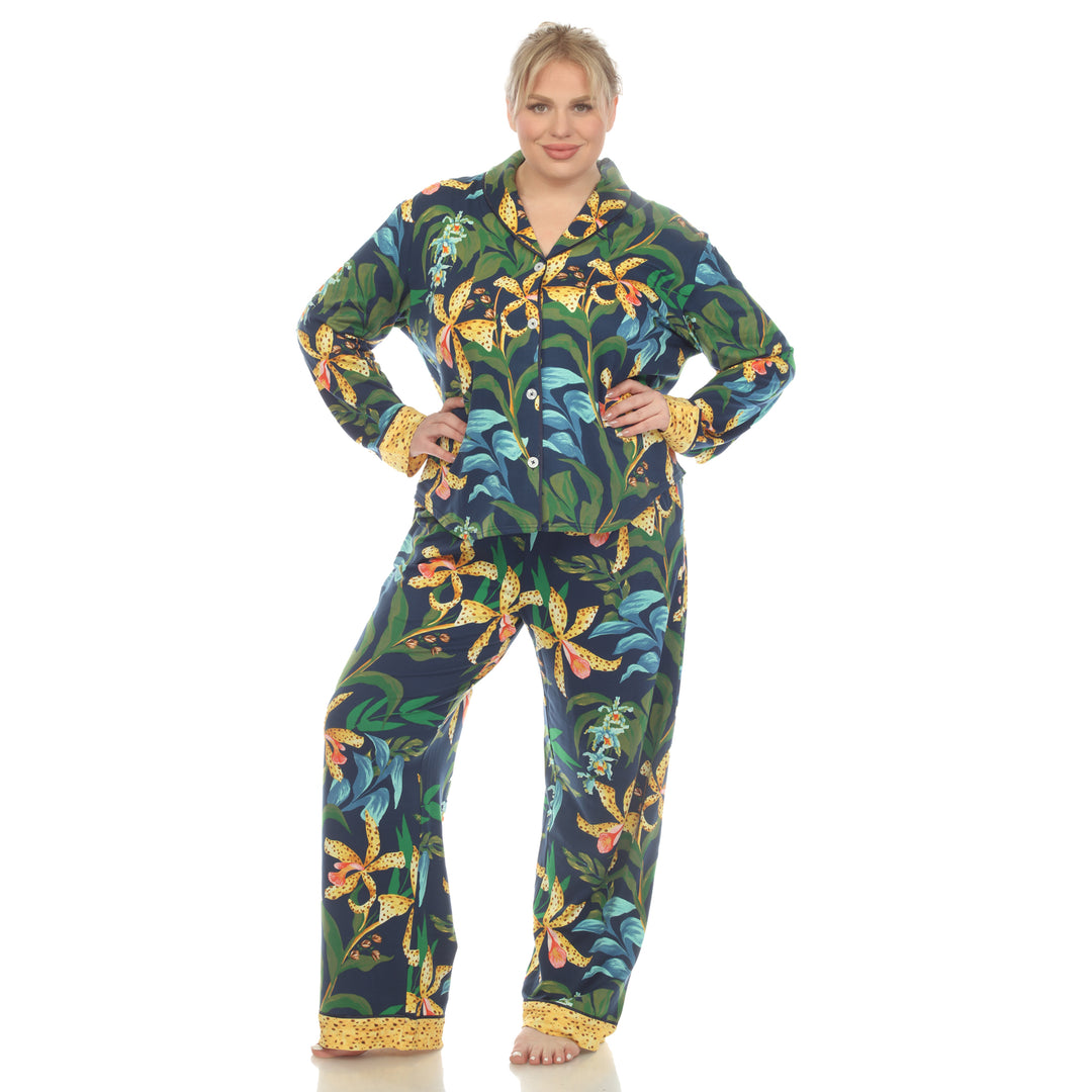 Women's Plus Size Two Piece Wildflower Print Pajama Set