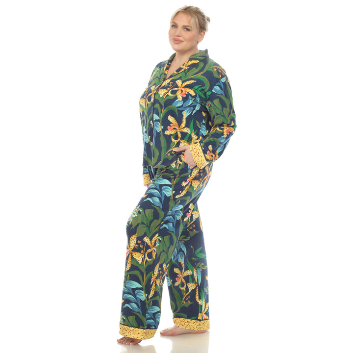 Women's Plus Size Two Piece Wildflower Print Pajama Set