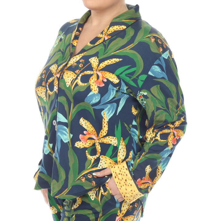 Women's Plus Size Two Piece Wildflower Print Pajama Set