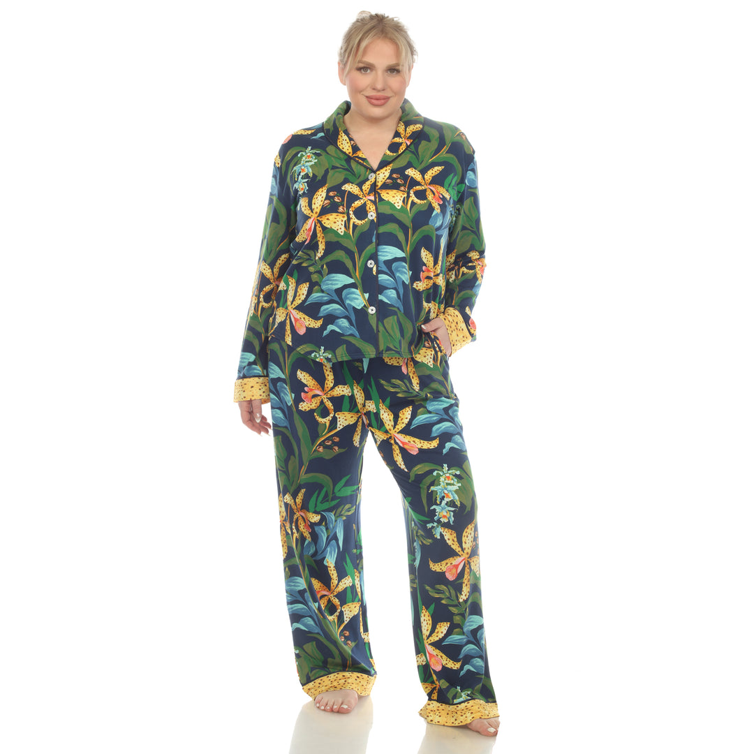 Women's Plus Size Two Piece Wildflower Print Pajama Set