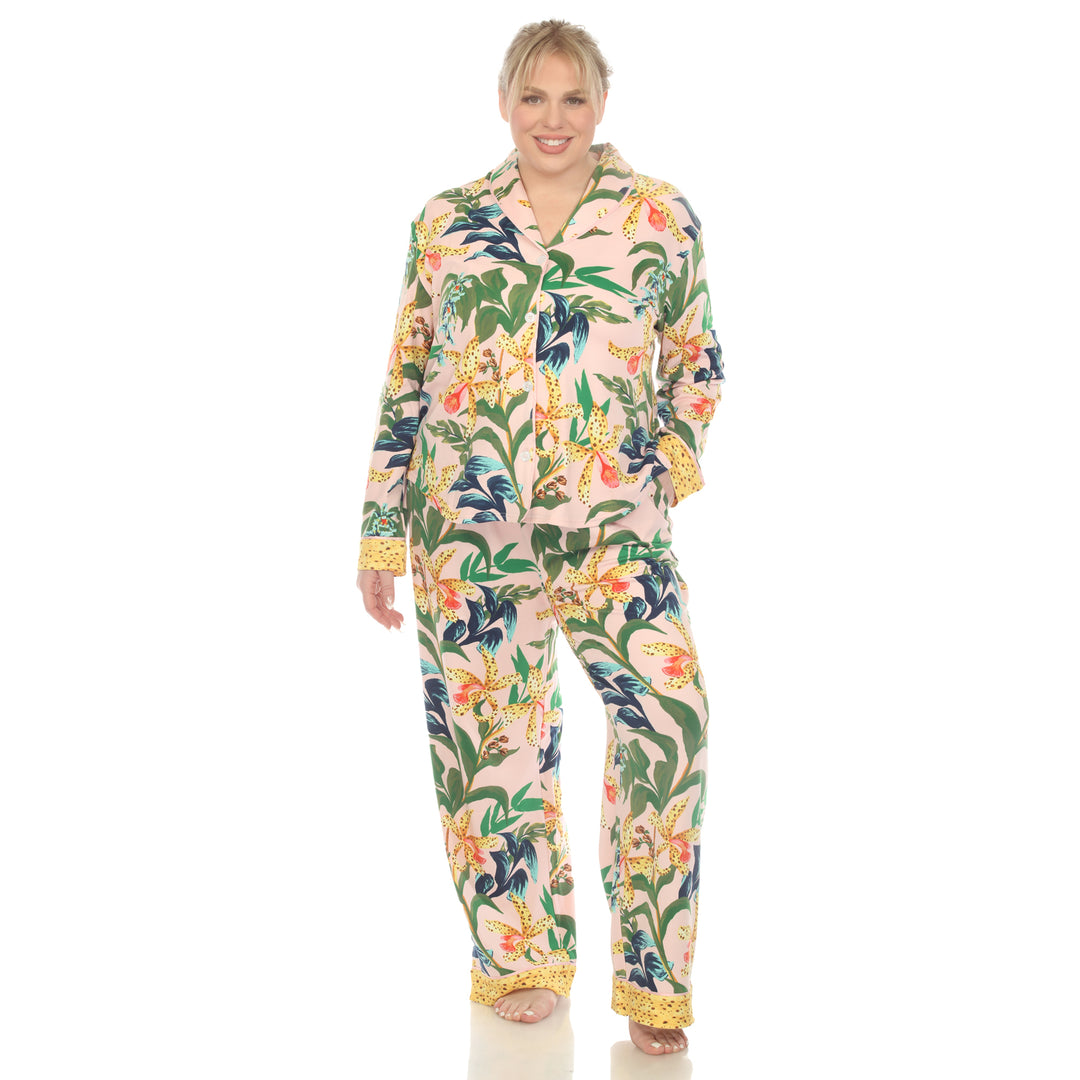 Women's Plus Size Two Piece Wildflower Print Pajama Set