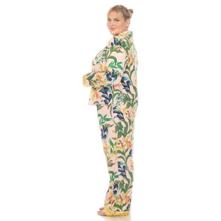 Women's Plus Size Two Piece Wildflower Print Pajama Set