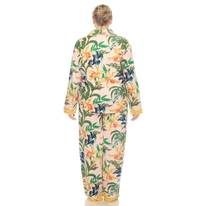 Women's Plus Size Two Piece Wildflower Print Pajama Set