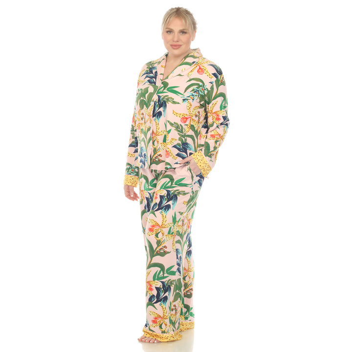 Women's Plus Size Two Piece Wildflower Print Pajama Set