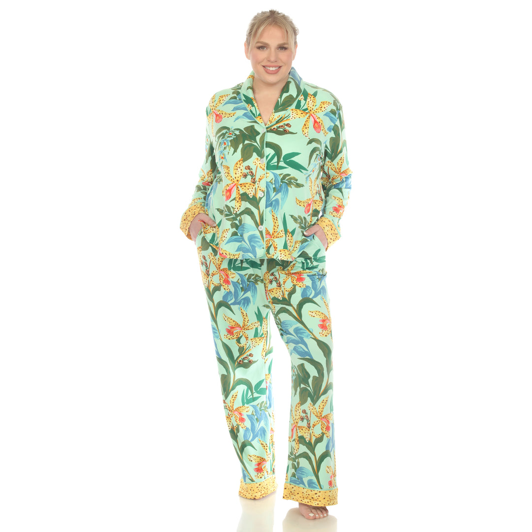 Women's Plus Size Two Piece Wildflower Print Pajama Set