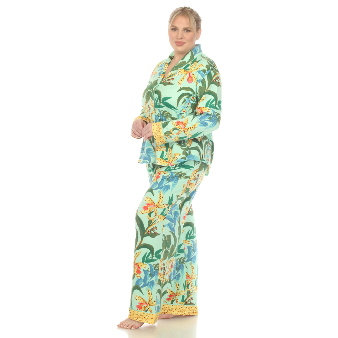Women's Plus Size Two Piece Wildflower Print Pajama Set