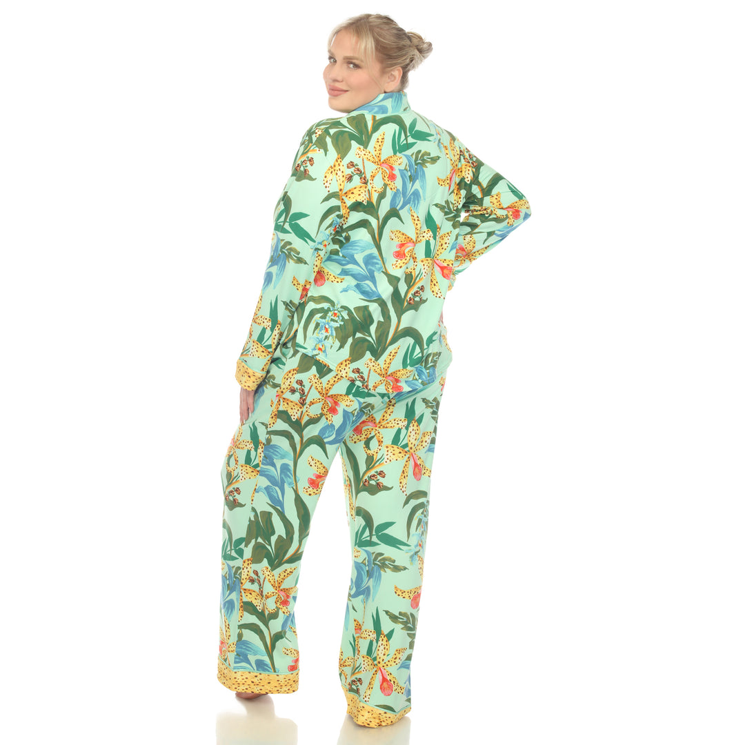 Women's Plus Size Two Piece Wildflower Print Pajama Set