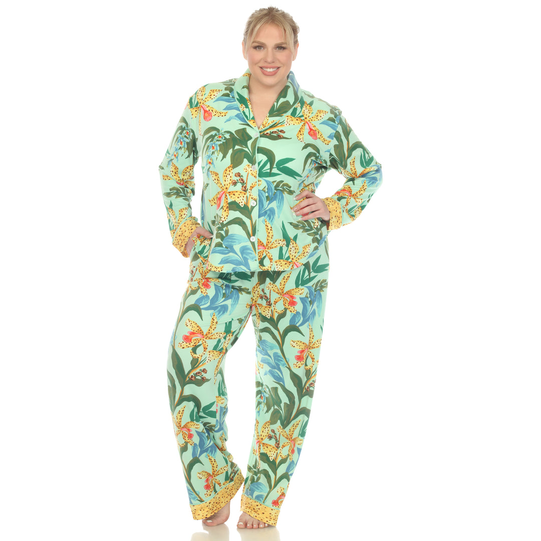 Women's Plus Size Two Piece Wildflower Print Pajama Set