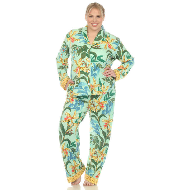 Women's Plus Size Two Piece Wildflower Print Pajama Set