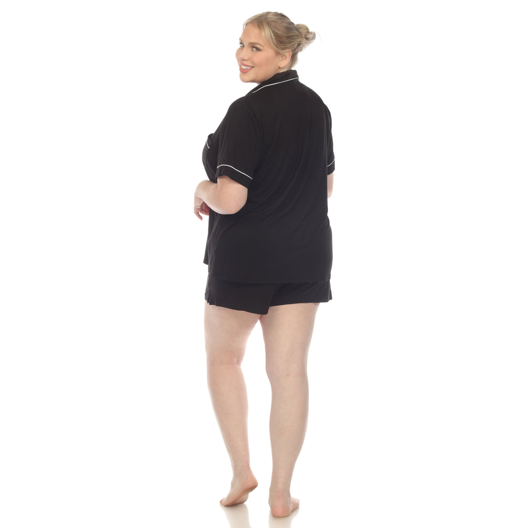 Women's Plus Size Short Sleeve Solid Pajama Set