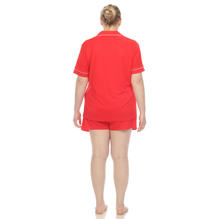 Women's Plus Size Short Sleeve Solid Pajama Set