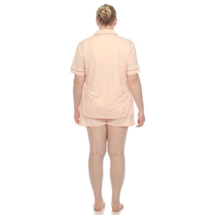 Women's Plus Size Short Sleeve Solid Pajama Set