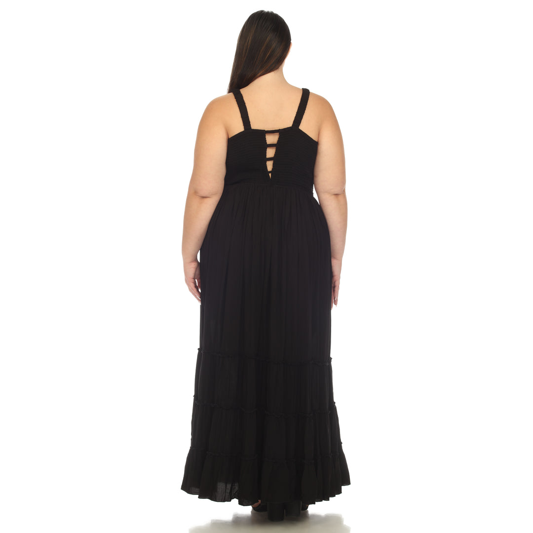 Women's Plus Size Smocked Ruffle Maxi Dress