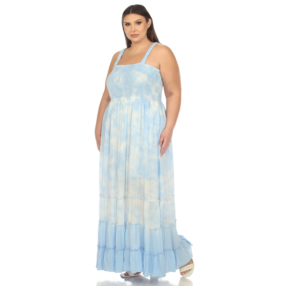 Women's Plus Size Smocked Ruffle Maxi Dress
