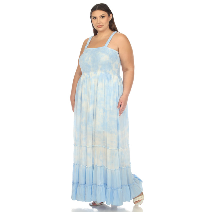 Women's Plus Size Smocked Ruffle Maxi Dress