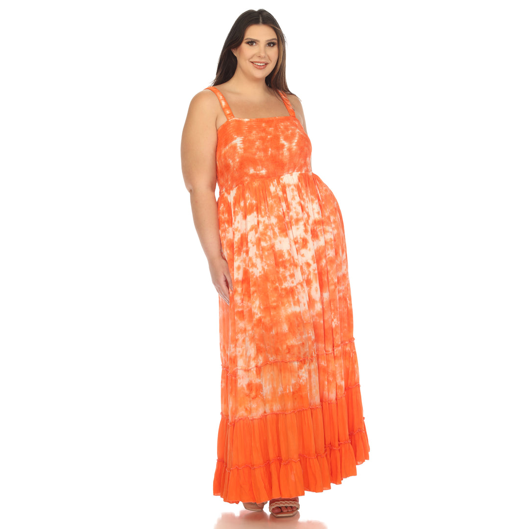 Women's Plus Size Smocked Ruffle Maxi Dress
