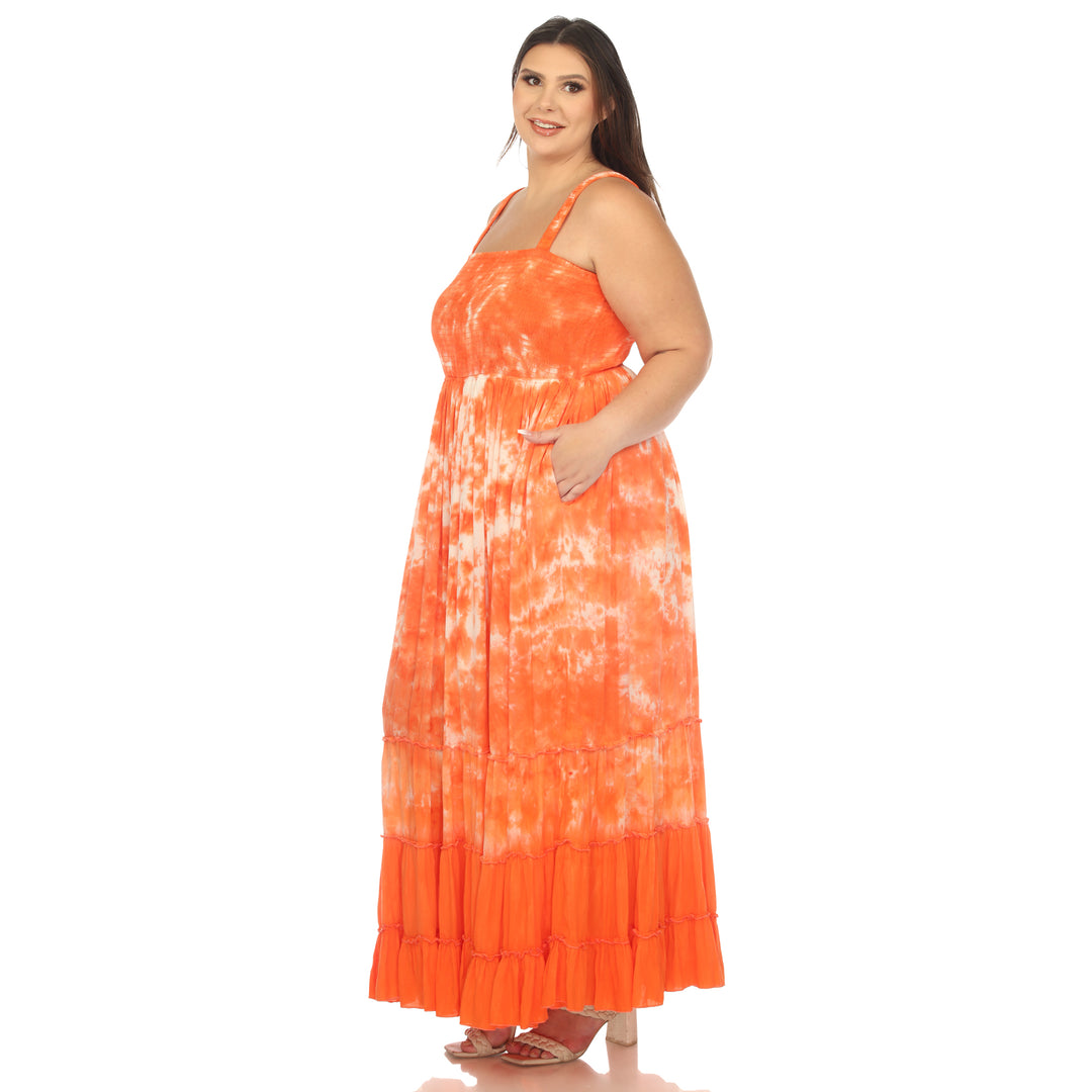 Women's Plus Size Smocked Ruffle Maxi Dress