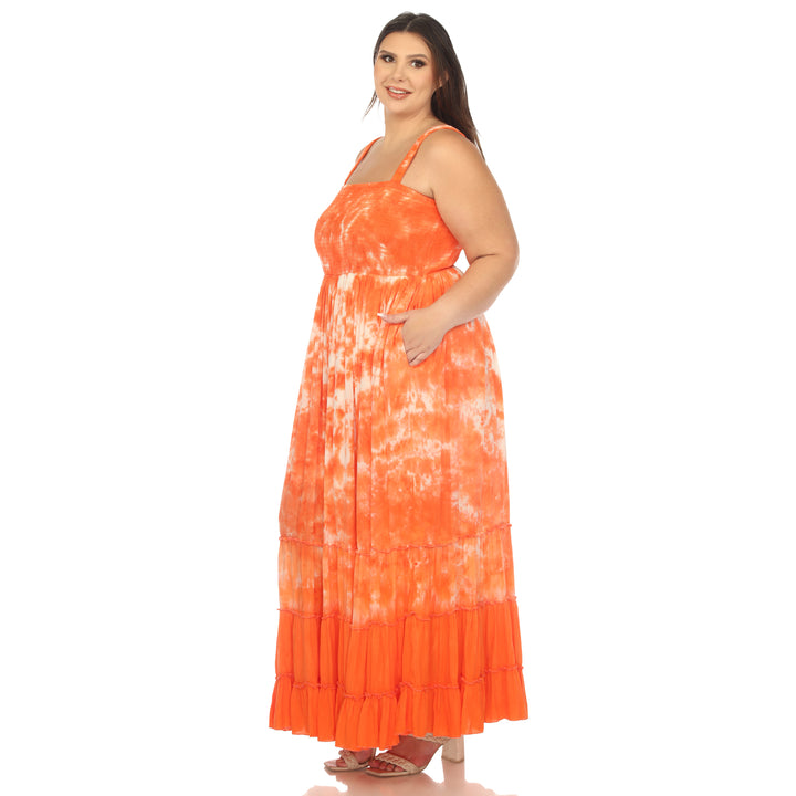 Women's Plus Size Smocked Ruffle Maxi Dress