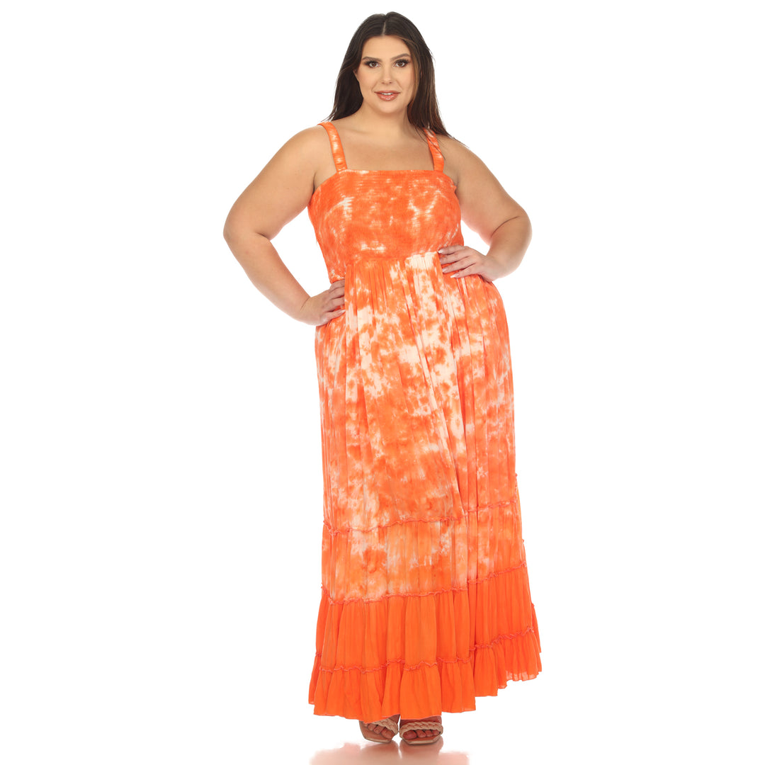 Women's Plus Size Smocked Ruffle Maxi Dress