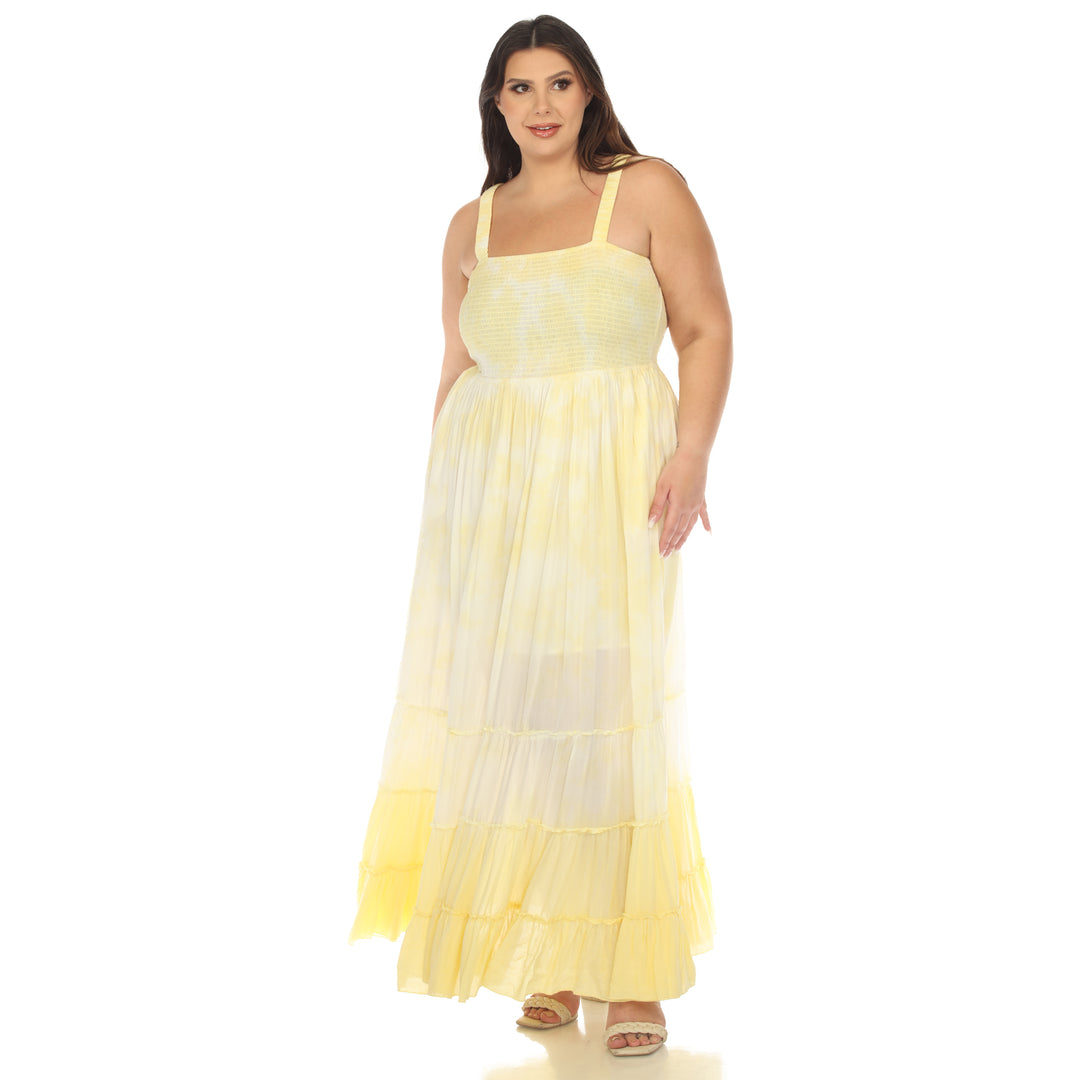 Women's Plus Size Smocked Ruffle Maxi Dress