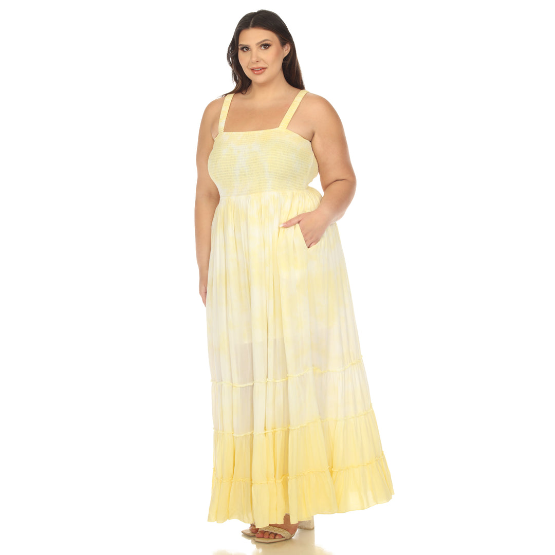 Women's Plus Size Smocked Ruffle Maxi Dress