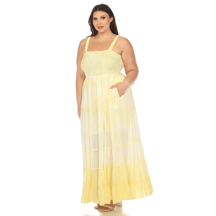 Women's Plus Size Smocked Ruffle Maxi Dress