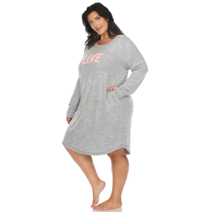 Women's Plus Size Long Sleeve Sleep Shirt