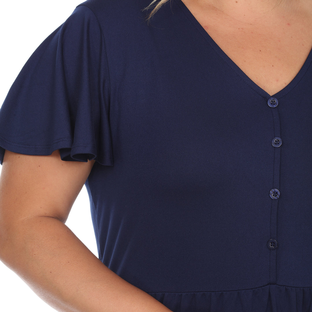 Women's Plus Size Short Sleeve V-neck Tiered Midi Dress