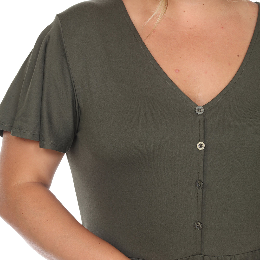 Women's Plus Size Short Sleeve V-neck Tiered Midi Dress