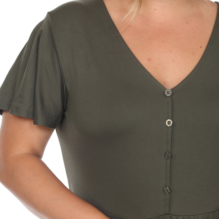 Women's Plus Size Short Sleeve V-neck Tiered Midi Dress