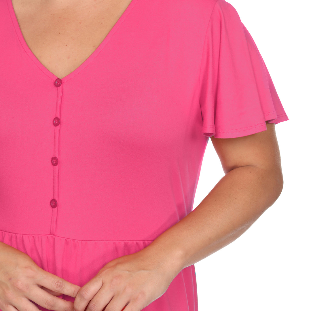 Women's Plus Size Short Sleeve V-neck Tiered Midi Dress