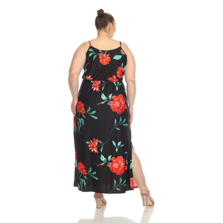 Women's Plus Size Floral Strap Maxi Dress