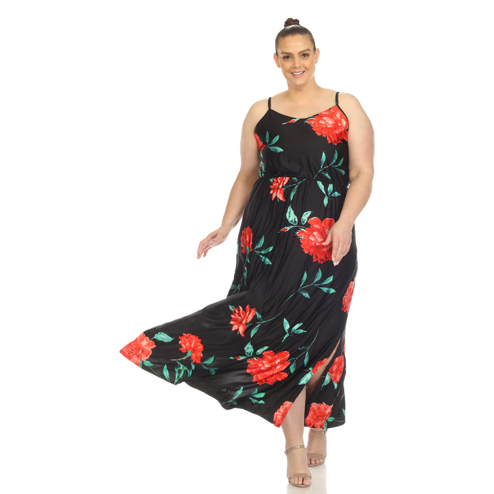 Women's Plus Size Floral Strap Maxi Dress
