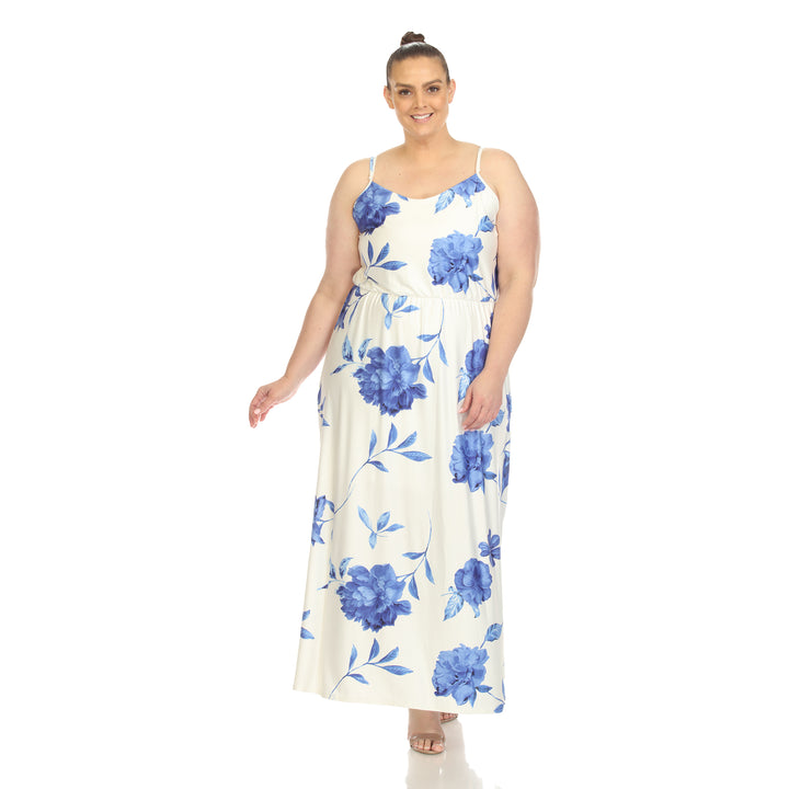 Women's Plus Size Floral Strap Maxi Dress