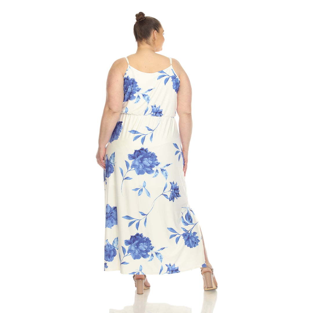 Women's Plus Size Floral Strap Maxi Dress