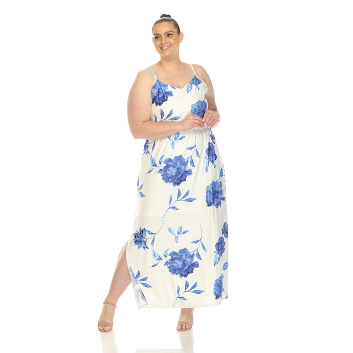 Women's Plus Size Floral Strap Maxi Dress