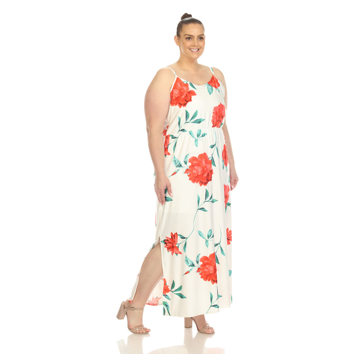 Women's Plus Size Floral Strap Maxi Dress