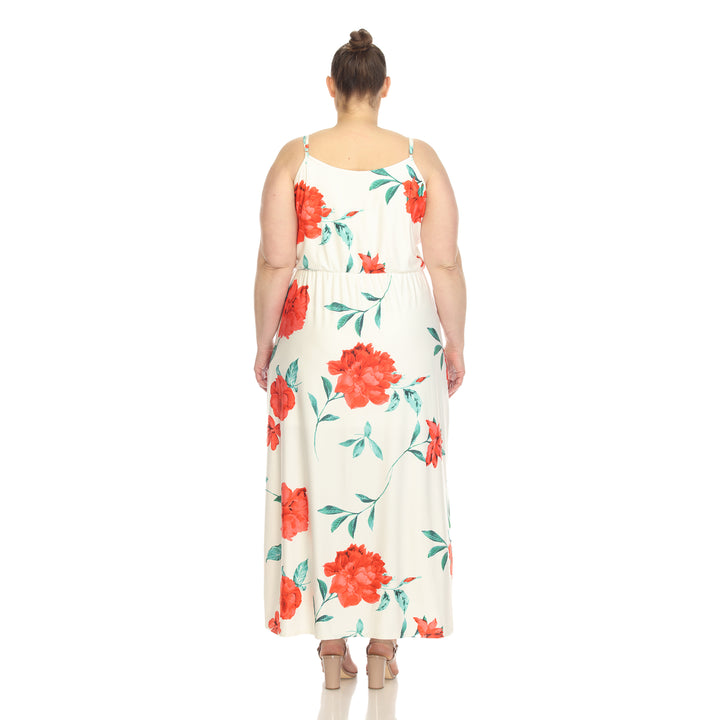 Women's Plus Size Floral Strap Maxi Dress