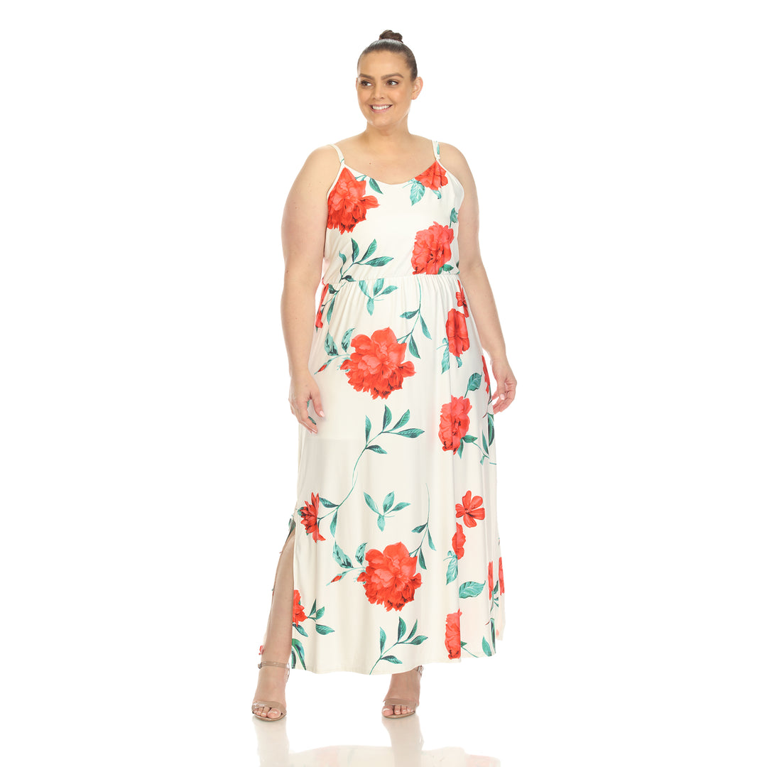 Women's Plus Size Floral Strap Maxi Dress