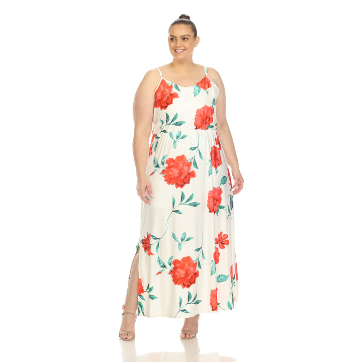Women's Plus Size Floral Strap Maxi Dress