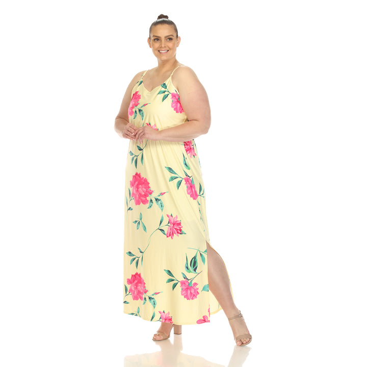 Women's Plus Size Floral Strap Maxi Dress