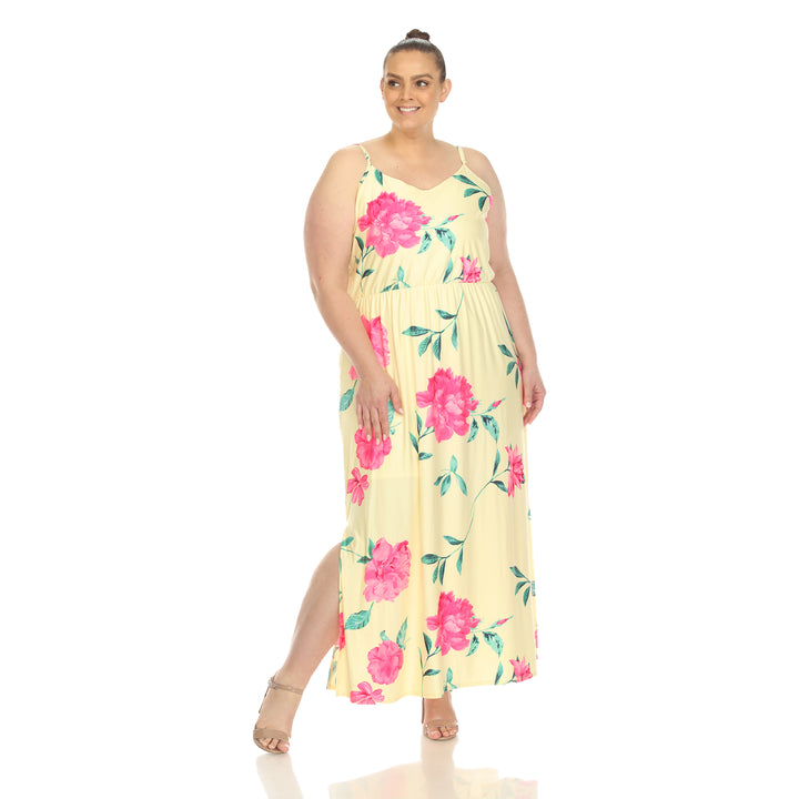 Women's Plus Size Floral Strap Maxi Dress
