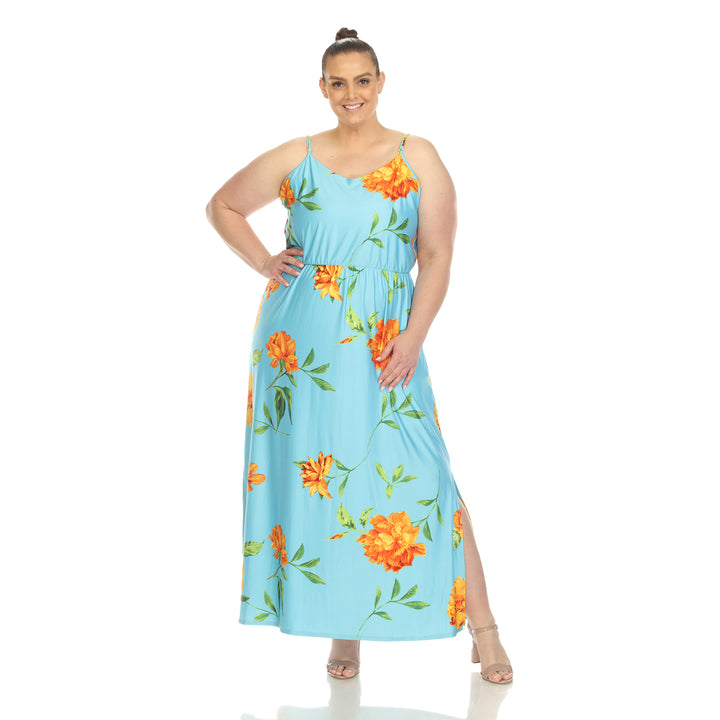 Women's Plus Size Floral Strap Maxi Dress