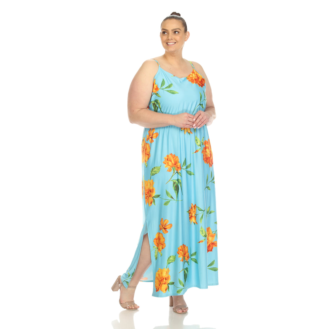 Women's Plus Size Floral Strap Maxi Dress